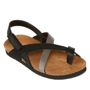 NIB Arizona Pagen Black Snake Flat Velcro Sandals